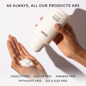 OUAI 10 oz bottle beside common items indicating true size