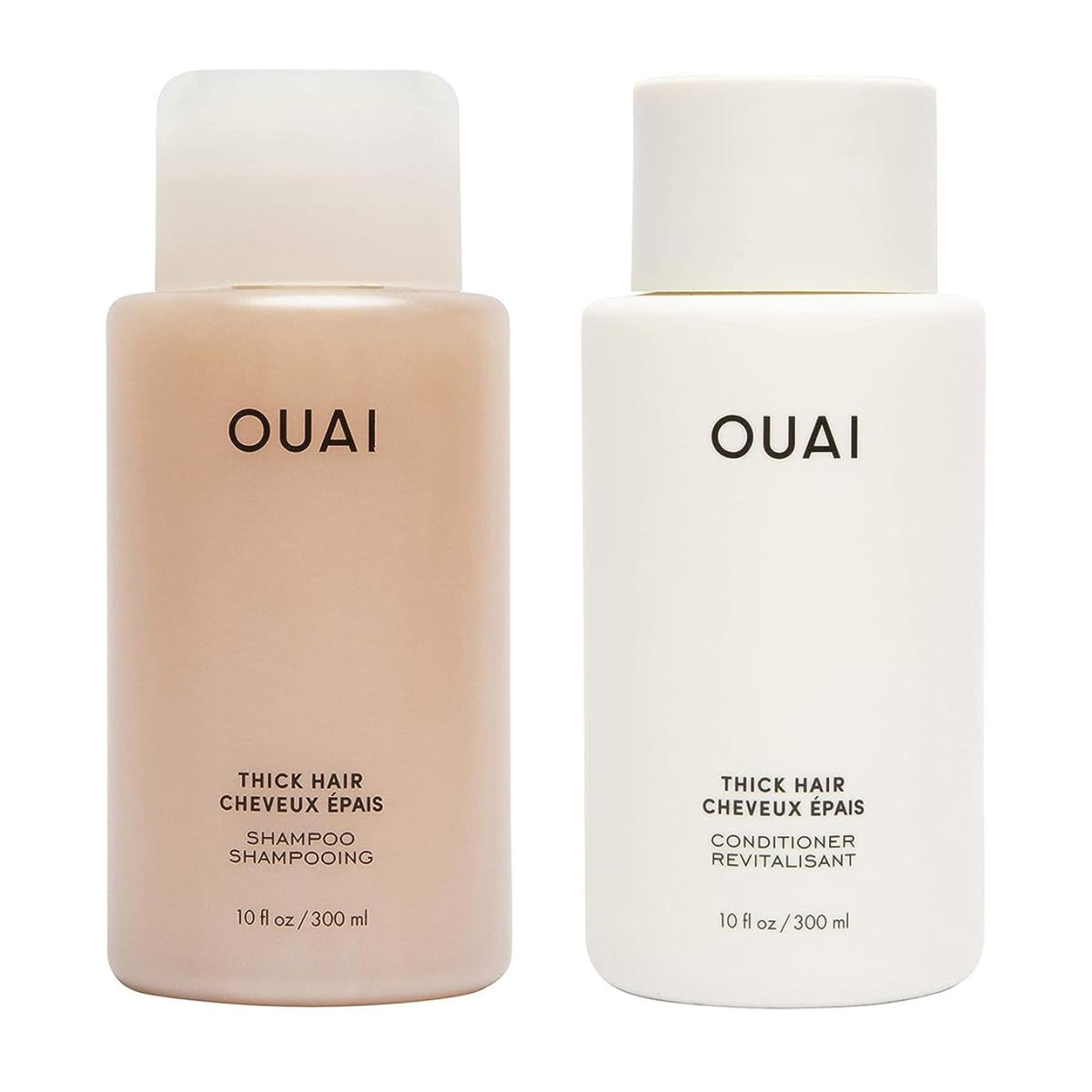 OUAI front packaging showing shampoo and conditioner, highlighting salon-quality hydration