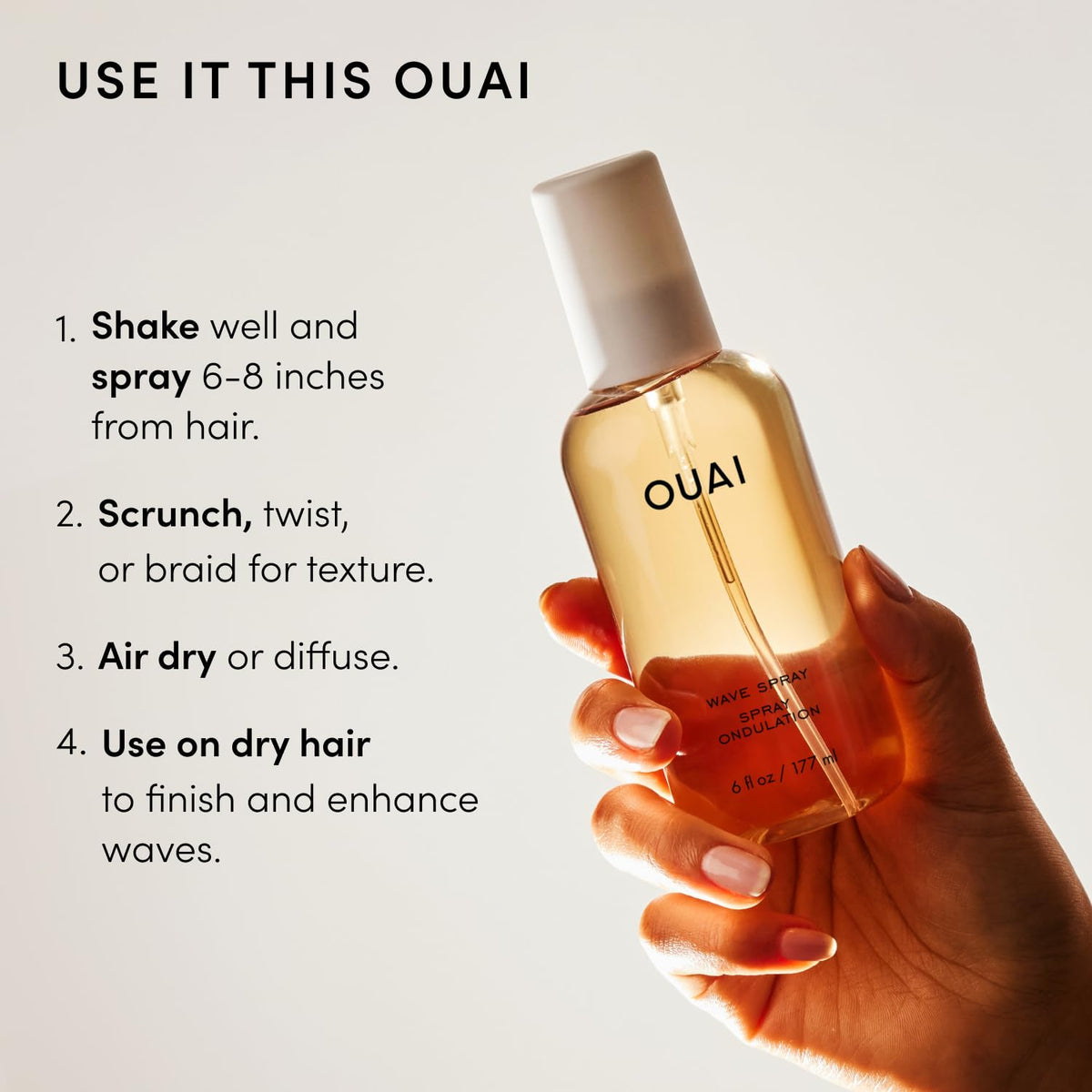 OUAI coconut oil and rice protein ingredients shot signals nourishment and body benefit