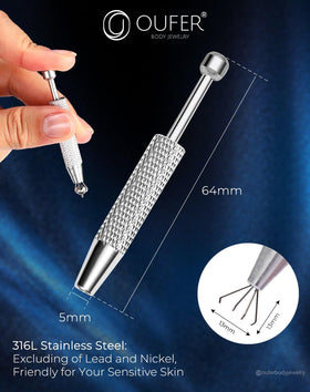 OUFER close-up of four-claw head showing precision tips for gentle jewelry handling