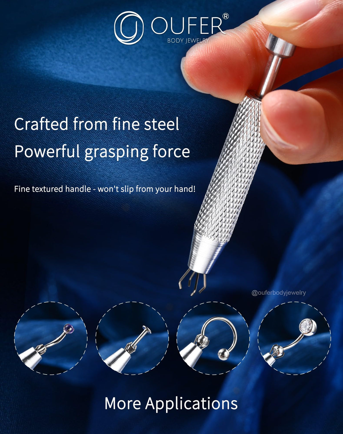 OUFER grabber beside ruler showing 60mm length for portable, easy reach