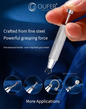 OUFER grabber beside ruler showing 60mm length for portable, easy reach