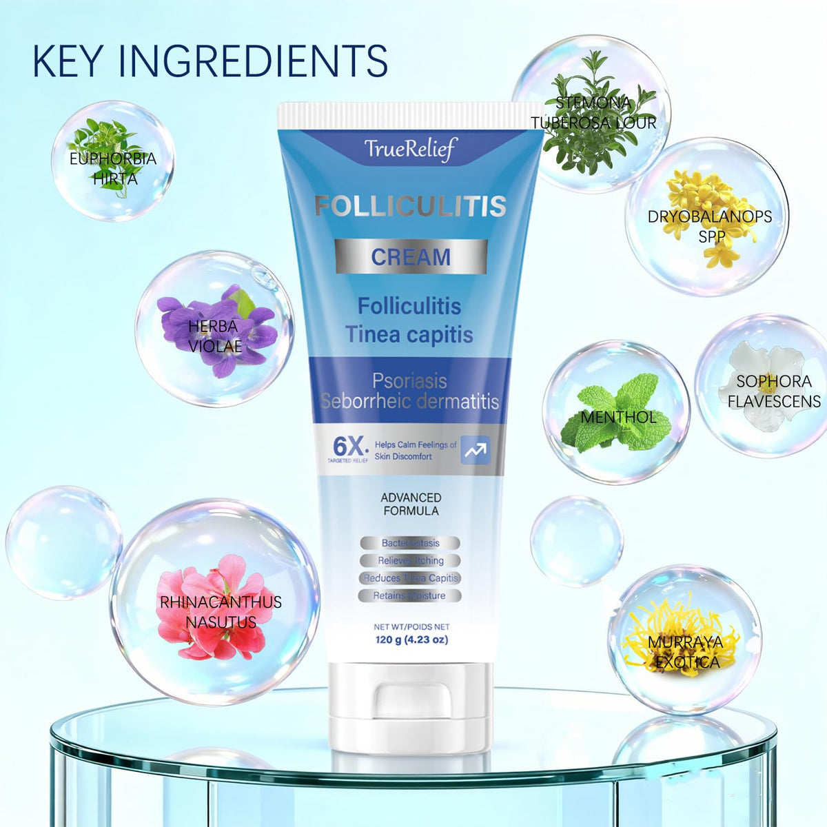 OUHENGTEK cream texture on hand demonstrating lightweight, fast-absorbing feel