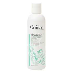Ouidad bottle front showing product and clear benefits for hydrated curls