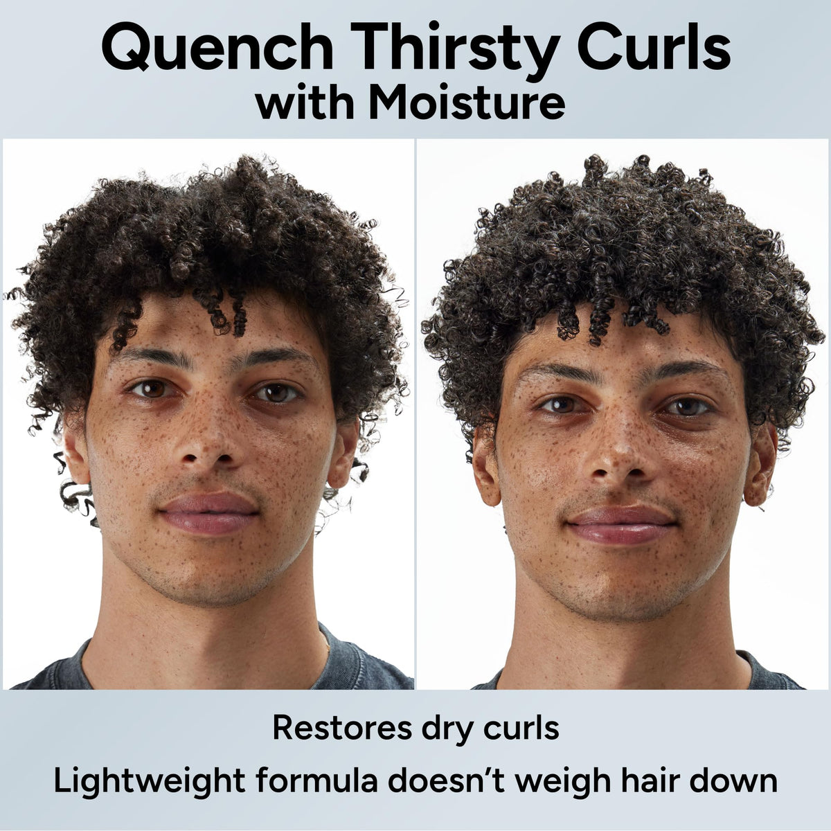 Close-up label detail of Ouidad Curl Quencher showing ingredient highlights and benefit