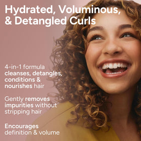 Ouidad before-and-after detangling showing smoother curls