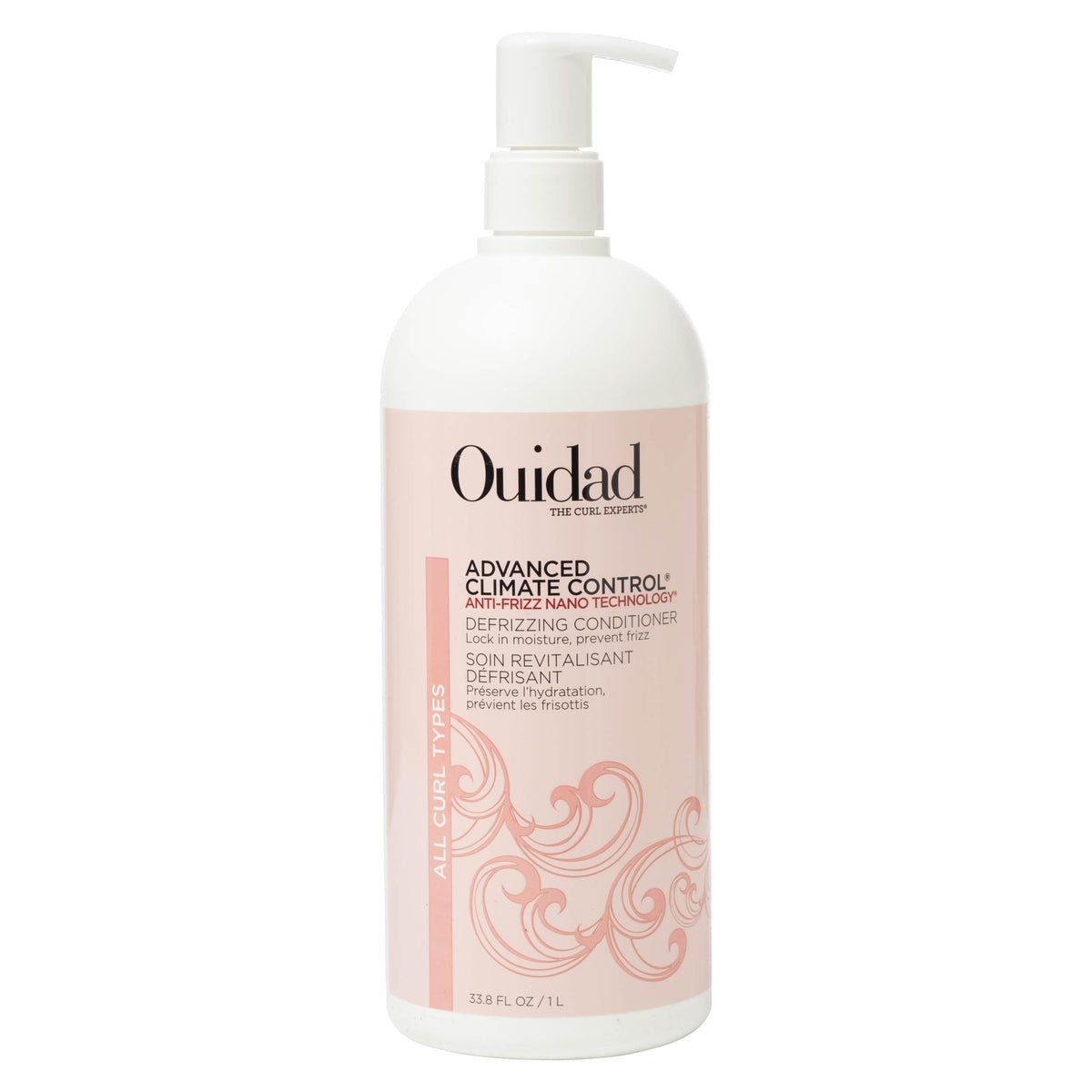 Ouidad front bottle 33.8 fl oz showing product and brand benefits