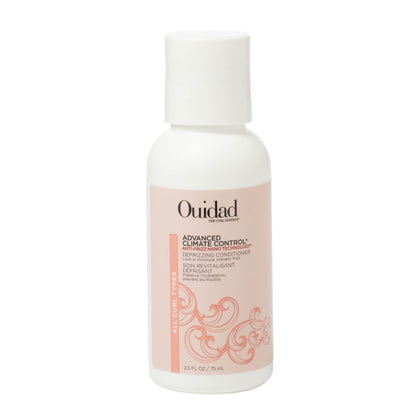 Ouidad front packaging 2.5 fl oz showing compact travel-size benefits