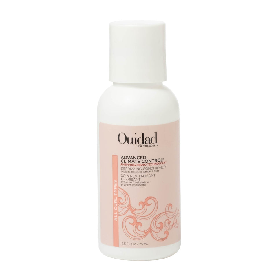Ouidad front packaging 2.5 fl oz showing compact travel-size benefits
