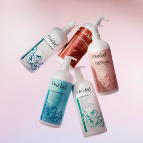 Ouidad on bathroom shelf lifestyle view showcasing daily curl care