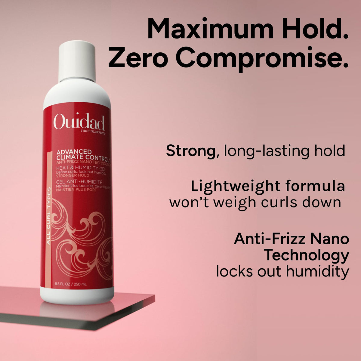 Ouidad gel next to Featherlight Cream to suggest complementary hydration