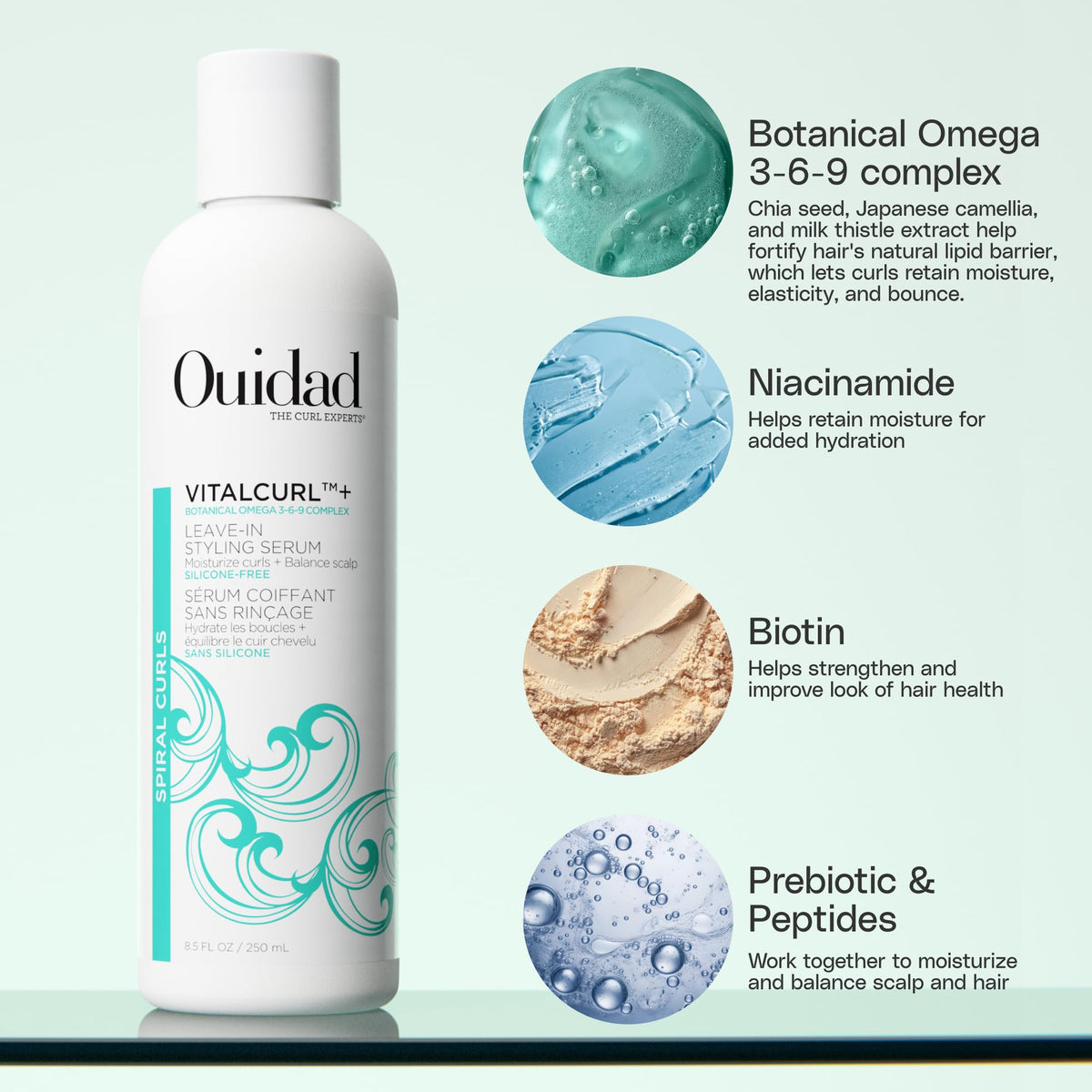 Ouidad gel dispensed from cap highlighting smooth application benefit