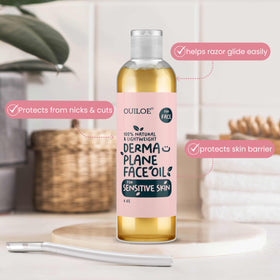 Ouiloe applied during dermaplaning for smoother glide and less irritation
