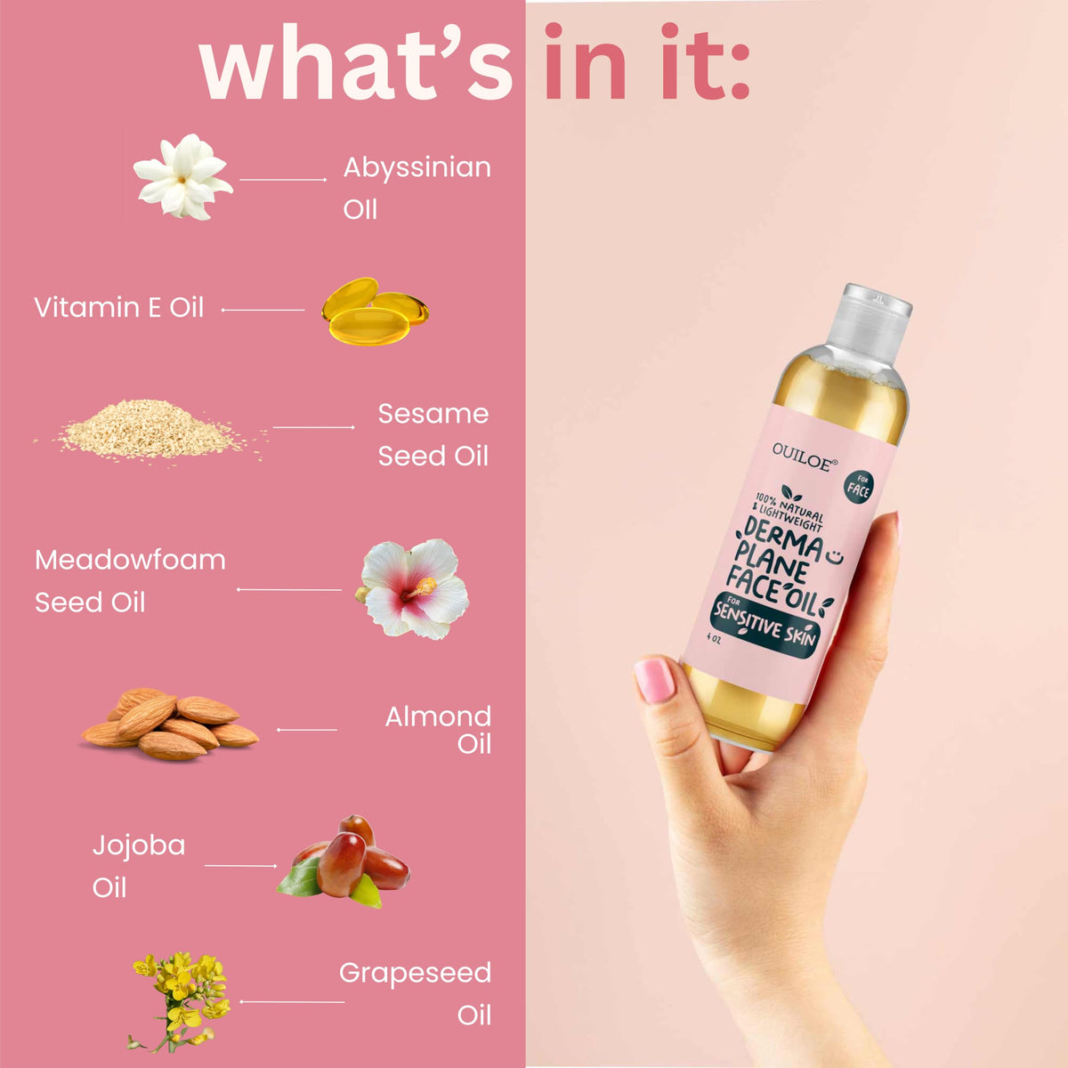 Ouiloe bottle on bathroom shelf lifestyle shot promoting calm routine