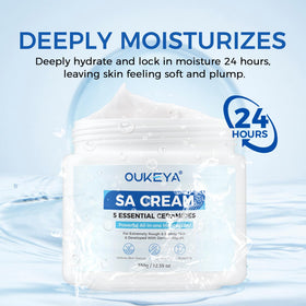OUKEYA application on arm demonstrating exfoliating and hydrating effect