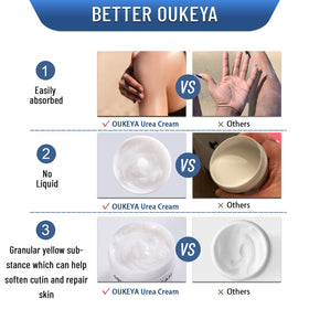 OUKEYA cream texture close-up highlighting smoothness and fast absorption benefit