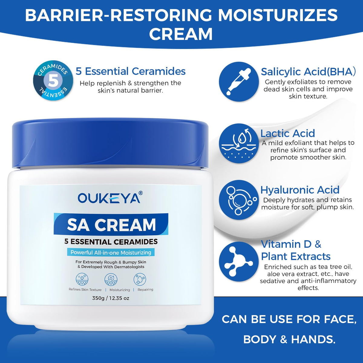 OUKEYA cream texture closeup displaying smooth non-greasy finish