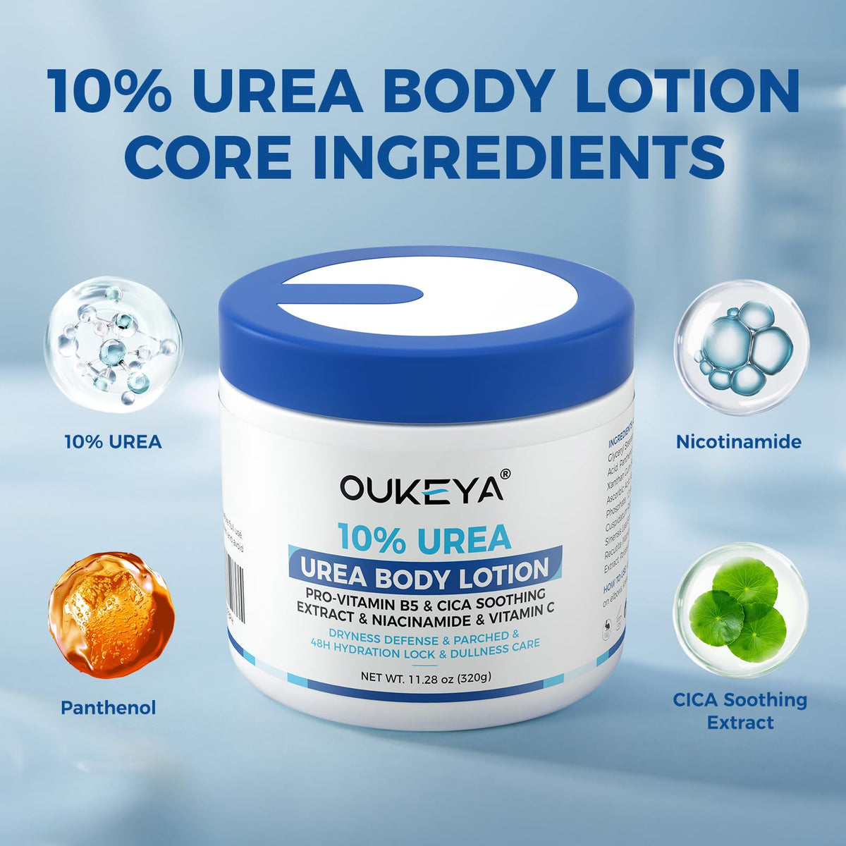 OUKEYA close-up of cream texture demonstrating quick absorption benefit