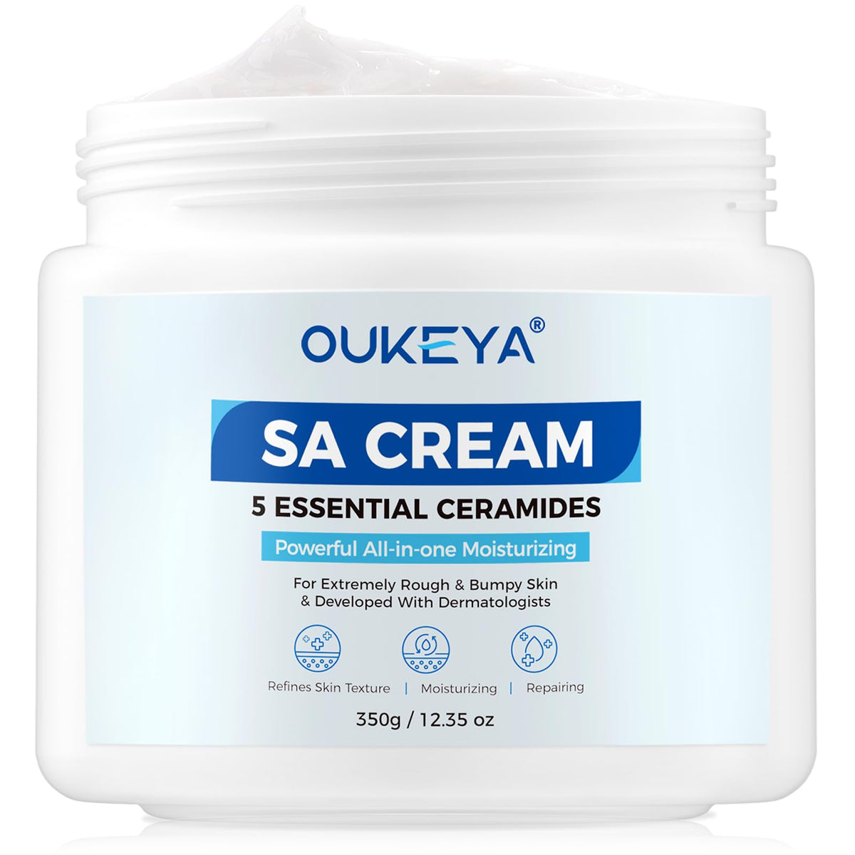 OUKEYA front packaging showing tube and product name with benefits