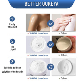 OUKEYA ingredient label close-up highlighting urea and salicylic acid