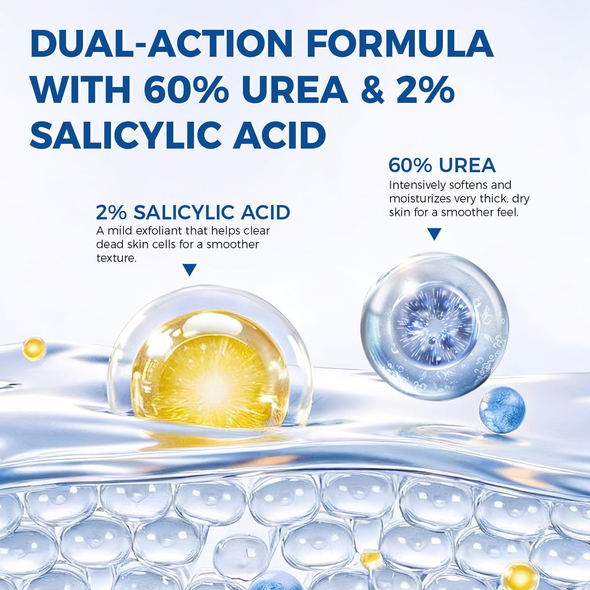 OUKEYA label close-up highlighting urea and salicylic acid benefits