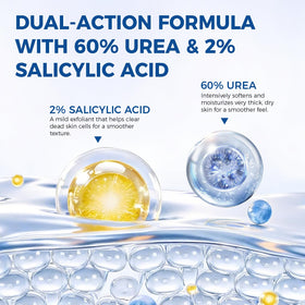 OUKEYA label close-up highlighting urea and salicylic acid benefits