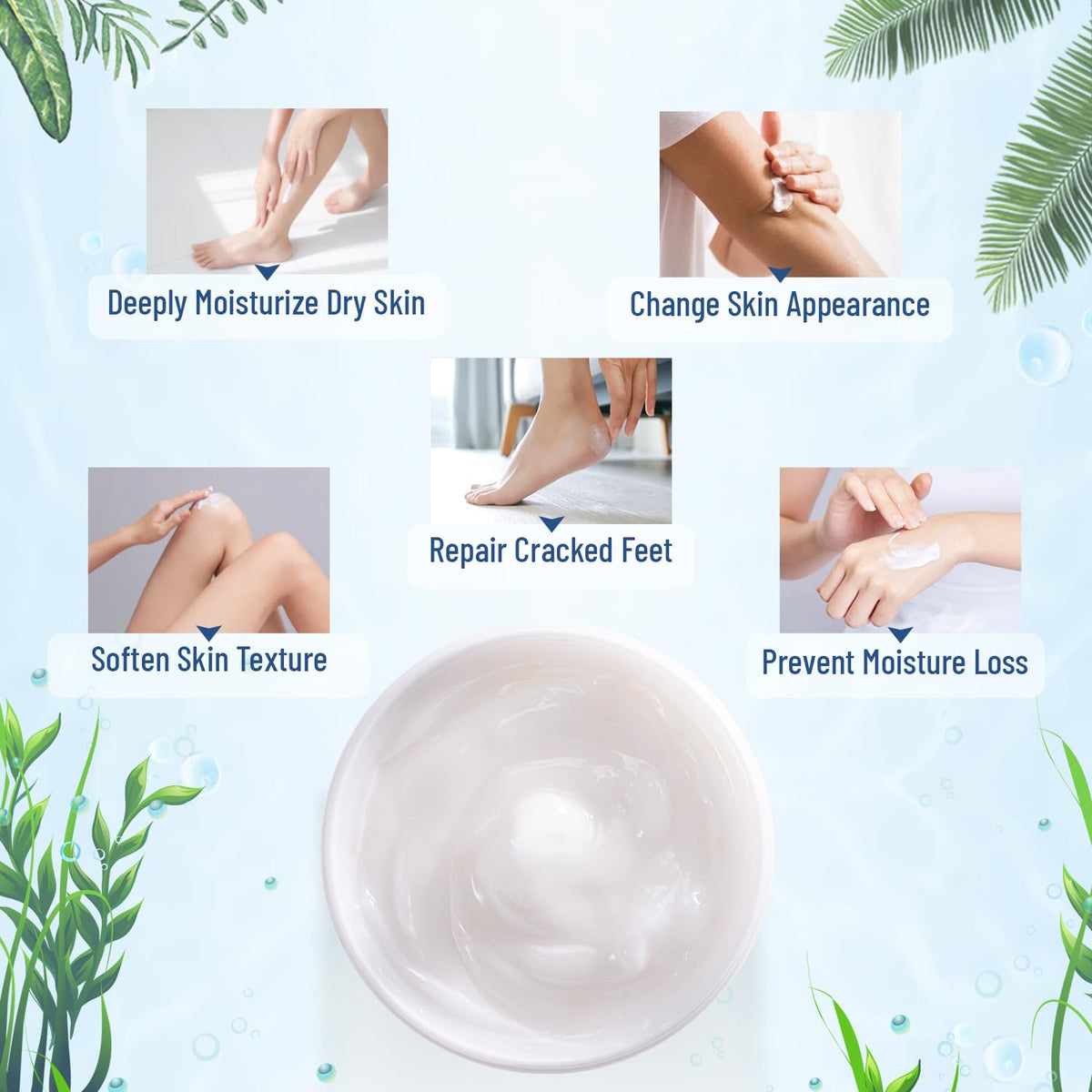 OUKEYA open jar displaying rich cream texture for deep hydration