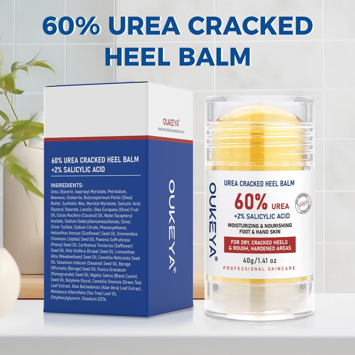 OUKEYA stick inside travel bag showing portable daily moisturizing benefit