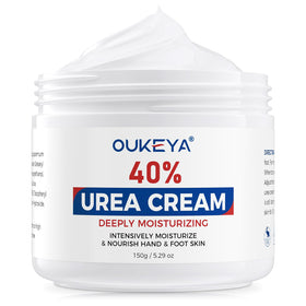 OUKEYA jar front view showing product for intensive foot hydration