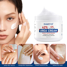 OUKEYA cream texture close-up highlighting rich absorbent formula