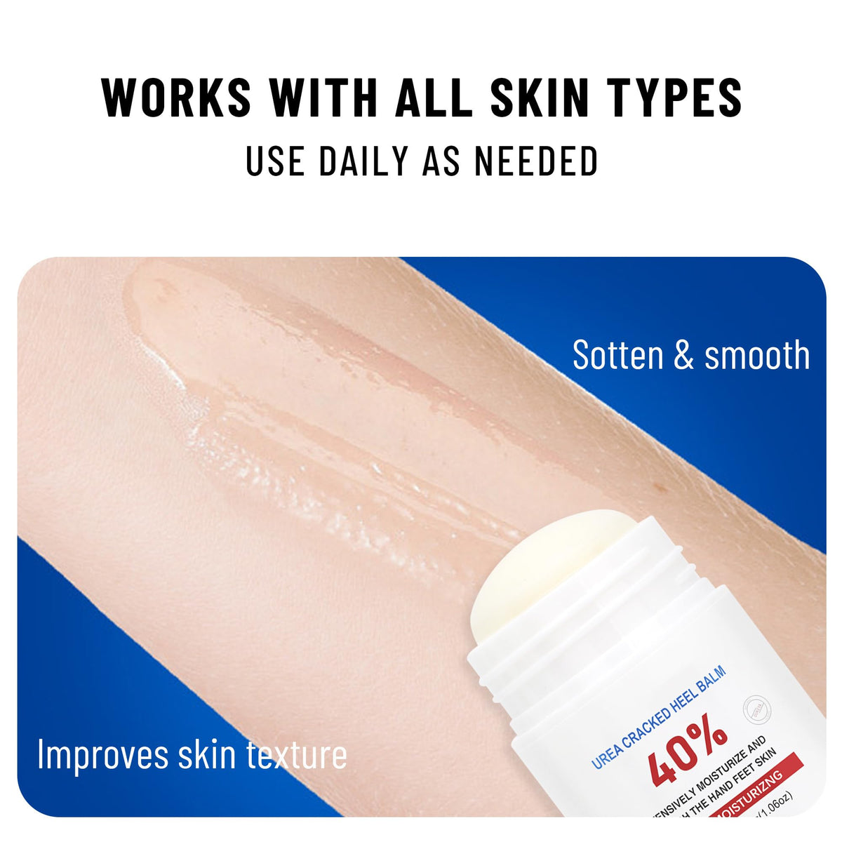 OUKEYA urea stick label close-up showing ingredients and strength benefit: 40% urea clarity