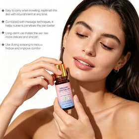 OUKPANE oil texture drop highlighting cold-pressed extra-virgin consistency and nourishment