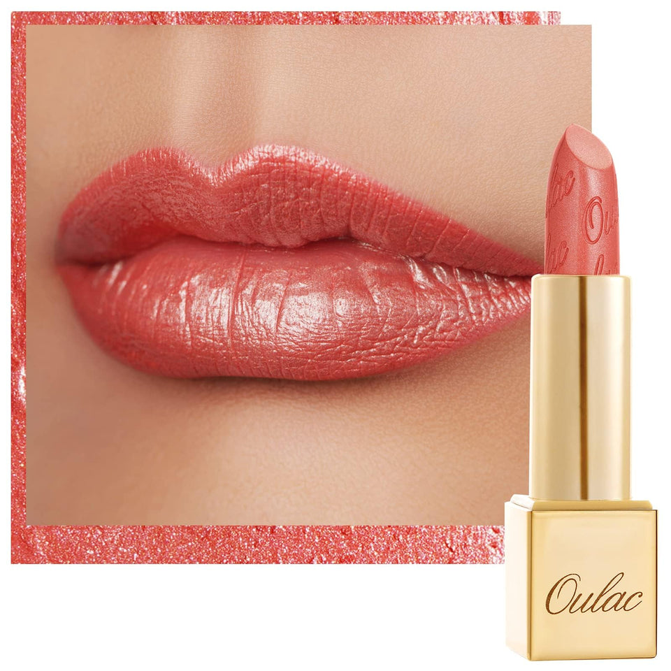 Oulac coral pink front packaging showing sleek tube and branding for confident color