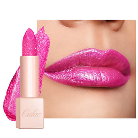 Oulac front packaging showing pink shimmer finish and luxe magnetized case benefit: elegant storage