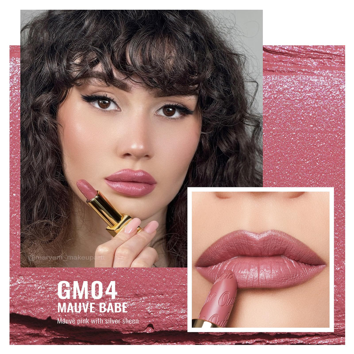Oulac open tube GM04 displaying creamy mauve-pink bullet with glow