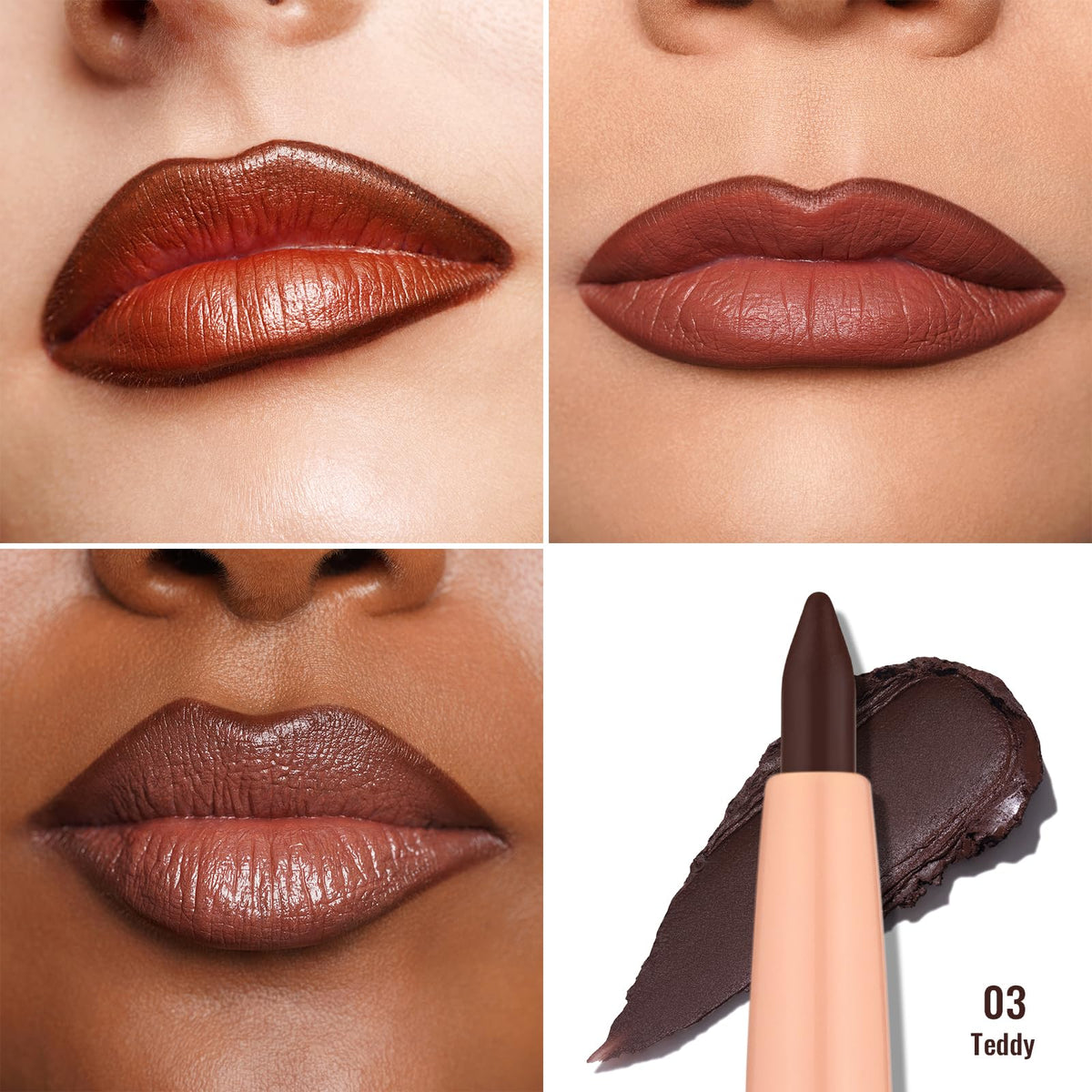 Oulac brown swatch on arm showing pigmentation and color payoff