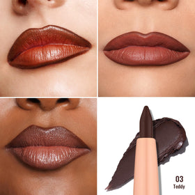 Oulac brown swatch on arm showing pigmentation and color payoff