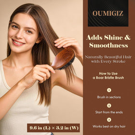 Oumigiz brush in hand to show scale and ergonomic grip benefit