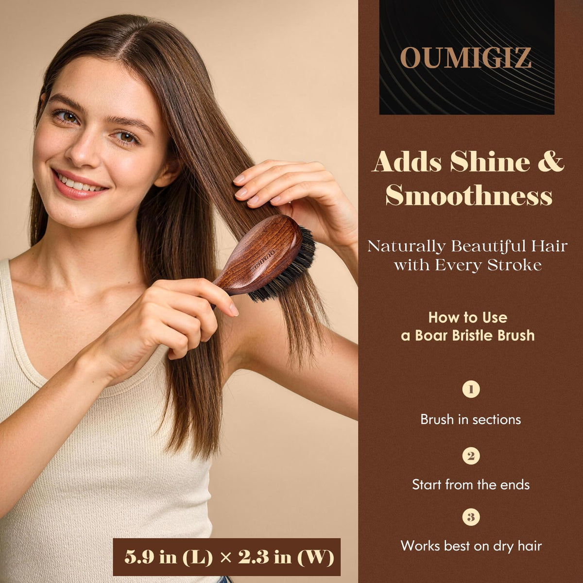 Oumigiz brush with velvet pouch protecting bristles and making storage simple