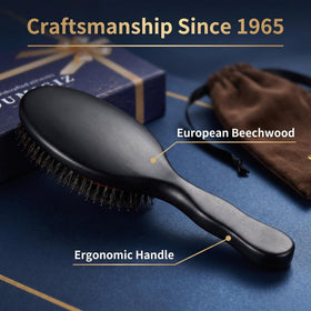 Oumigiz close-up of natural boar bristles enhancing shine and smoothing hair cuticles