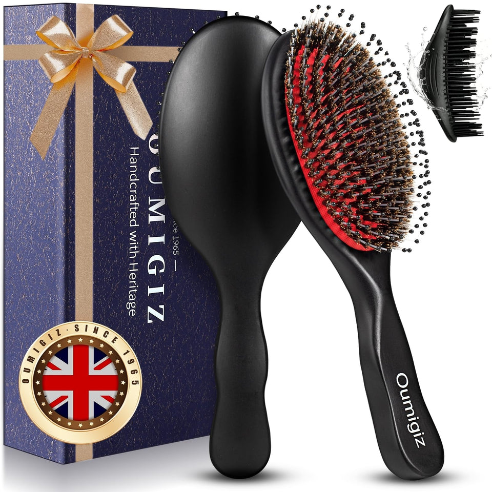 Oumigiz front packaging showing wooden brush and elegant gift presentation for quality