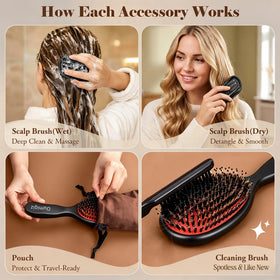 Oumigiz detangling wet hair use showing safe, effective wet-to-dry brushing benefit
