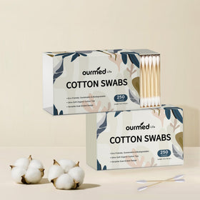 ourmed life swabs in bathroom setting conveying eco-conscious daily use