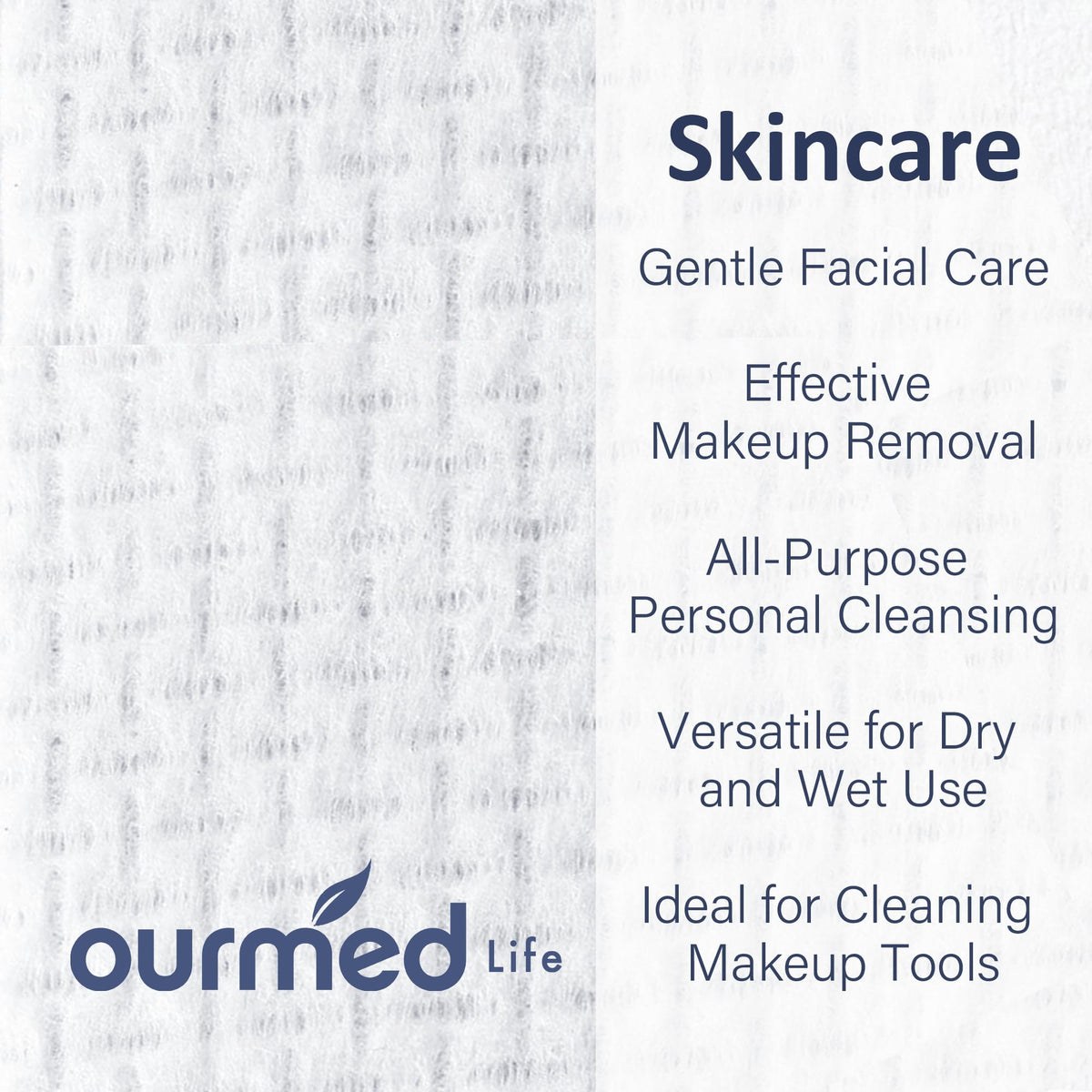 ourmed life close-up texture of rayon fabric for gentle cleansing