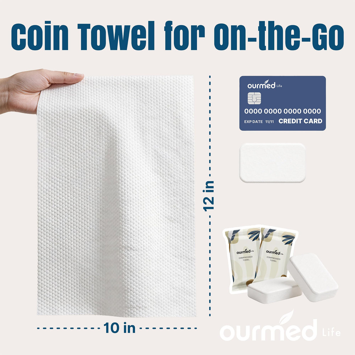 ourmed life compressed tablet close-up highlighting pocket-size portability and hygiene