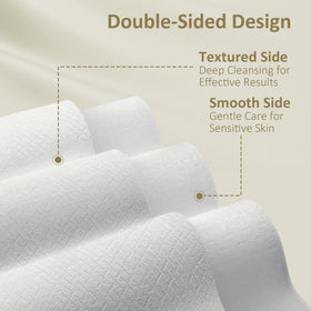ourmed life towel held in hand to show extra-large 10 by 12 inch scale