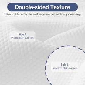 Ourmed Life towel in hand cleaning face, illustrates gentle makeup removal