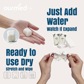 ourmed life towel used wet on face showing gentle cleansing and comfortable softness
