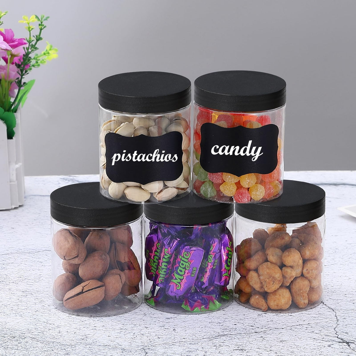 OUSHINAN jars on bathroom counter organized for cosmetics and storage