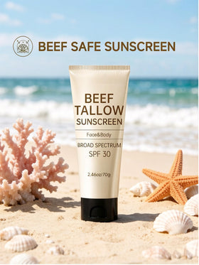 Outccogo applying sunscreen to face demonstrating non-greasy finish